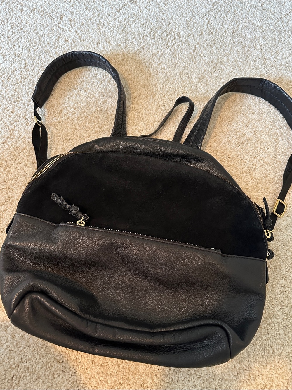margot Black Leather and Suede Women's Backpack